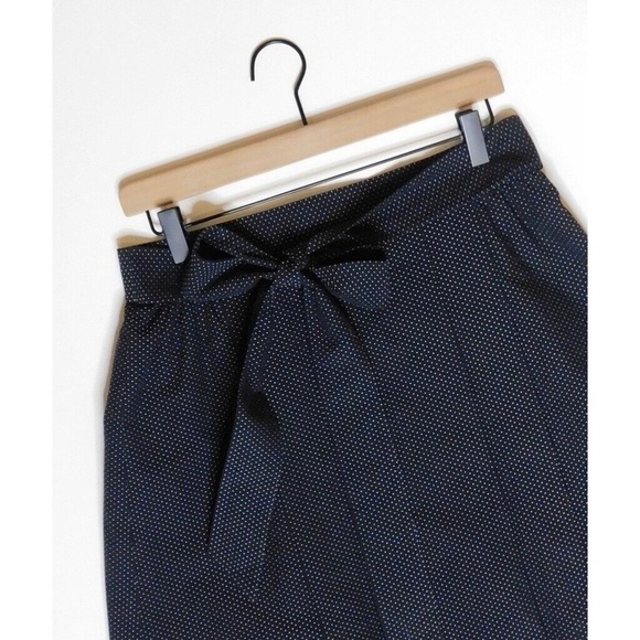 TIBI Navy Blue & White Pleated Swiss Dot Skirt Tie Waist Polka Dot Size 10 - Picture 4 of 13